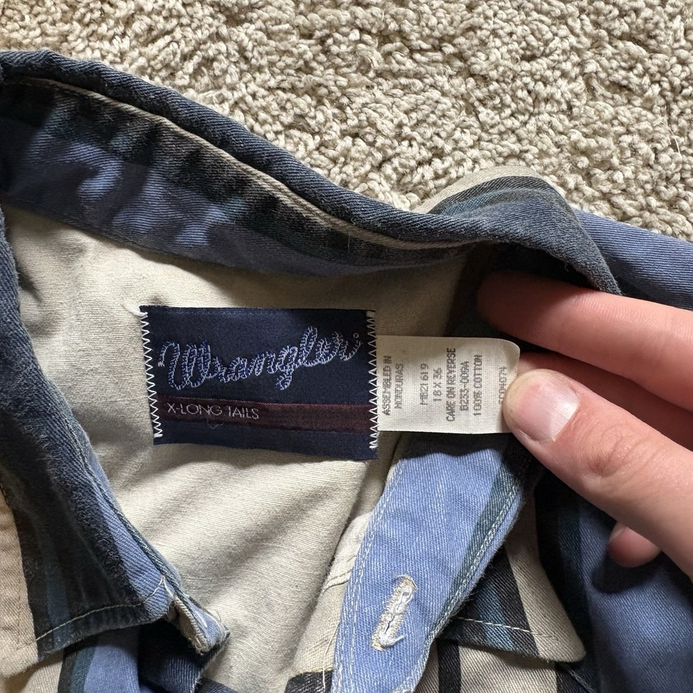 Vintage 90s Wrangler Brushpopper Pearl Snap Long Sleeve Men‎ 2XL 18x36 - Picture 7 of 7